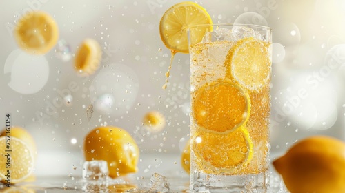 A tall glass of lemonade splash isolated on background, Generative AI
