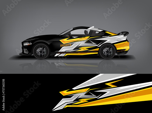 Car decal design vector. Graphic abstract stripe racing background kit designs for wrap vehicle, race car, rally, adventure and livery dekal a1 