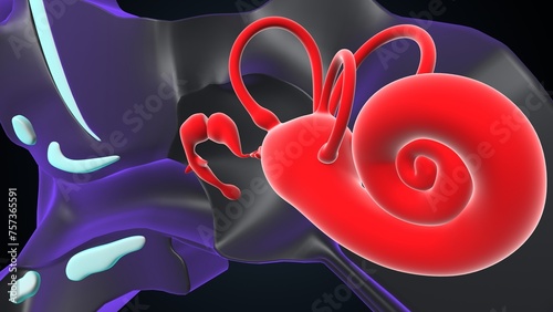 Εκτύπωση καμβά 3D illustration of human body  inner ear anatomy.