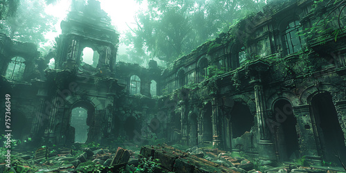 abandoned overgrown ruins © Riverland Studio