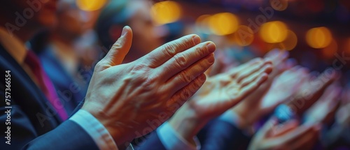 The hands of contemporary business people at an event or conference