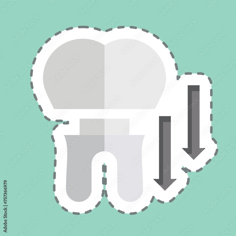 Sticker line cut Dental Crown. related to Dentist symbol. simple design editable. simple illustration