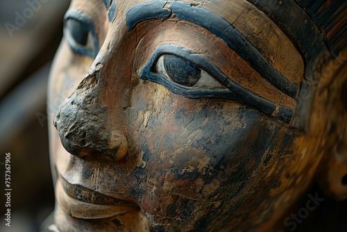 Ancient mummy portrait. Skeleton mask. Generate Ai