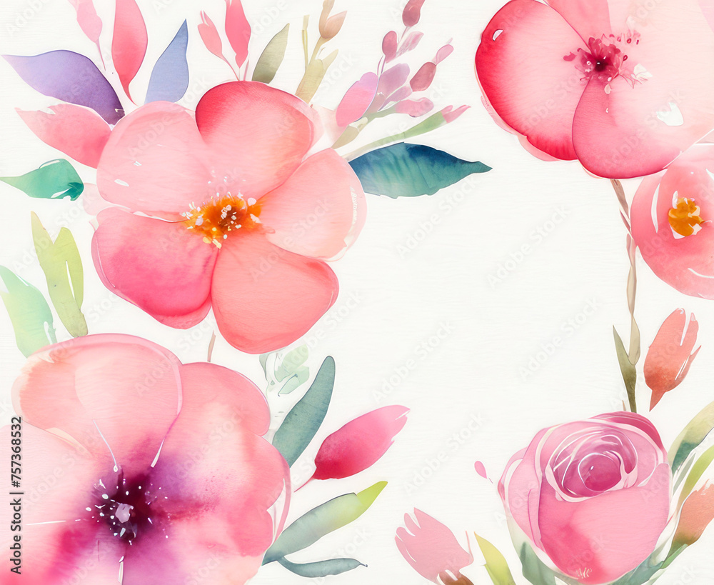 round frame of drawn watercolor flowers round frame of drawn watercolor flowers