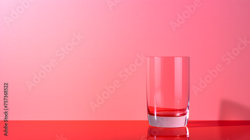 A simple yet striking image of a glass of water set against a vibrant pink background reflecting simplicity and purity