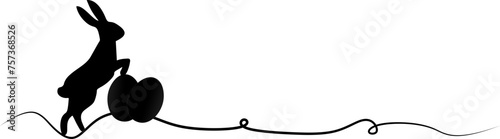 Line art bunny and egg easter