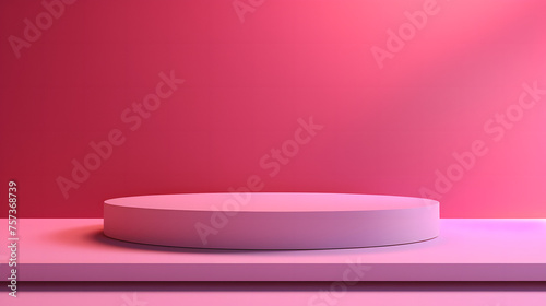 A soft and harmonious image displaying a circular platform against a smooth pink gradient backdrop
