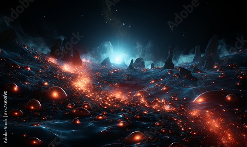 Intergalactic Space Scene With Bright Lights