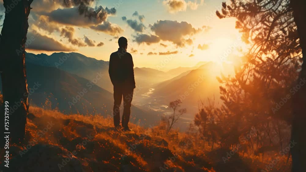 Silhouette of man stand and feel happy on the most hight at stand on sunset, success, leader, teamwork, target, Aim, confident, achievement, goal, on plan, finish Silhouette of man stand and feel happy on the most hight at stand on sunset, success, leader, teamwork, target, Aim, confident, achievement, goal, on plan, finish