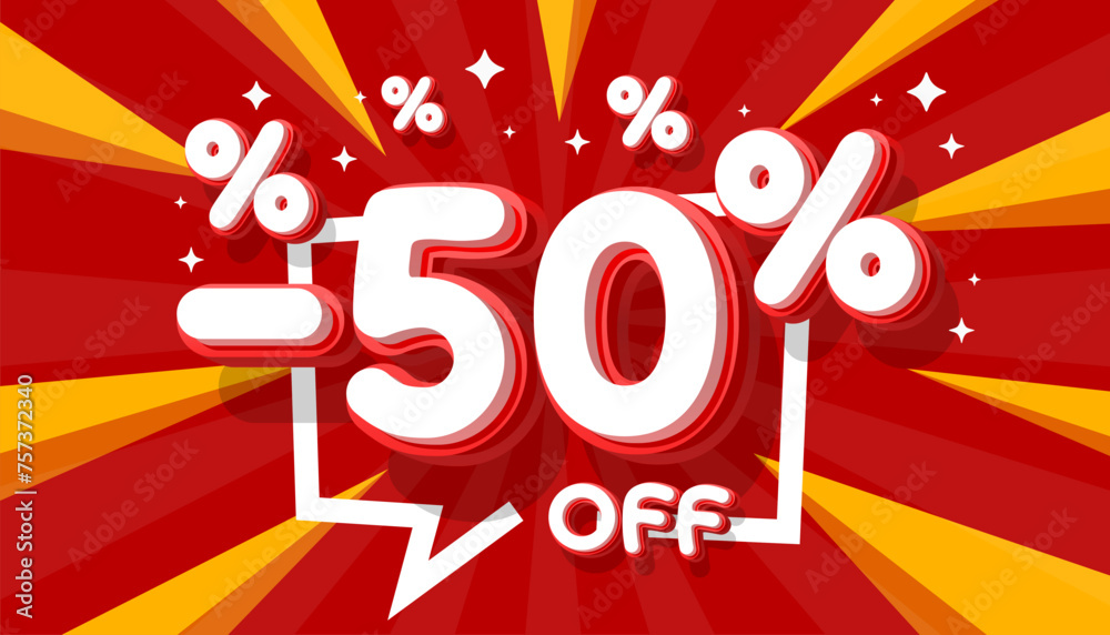 Sale off 50 Percentage, gift save offer, special banner discount. Vector illustration