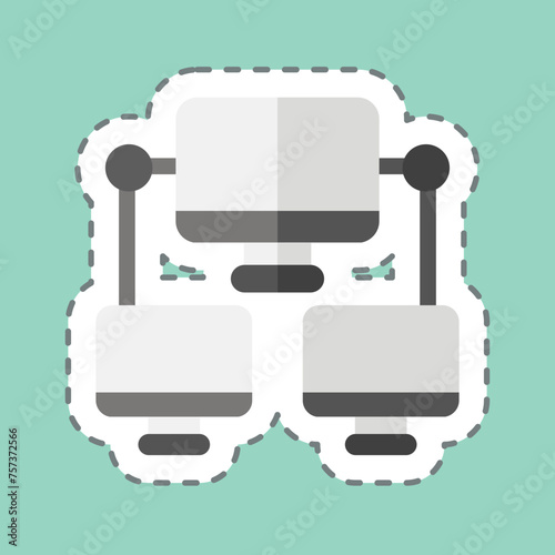 Sticker line cut Connection Computer. related to Communication symbol. Communication. simple design editable. simple illustration photo