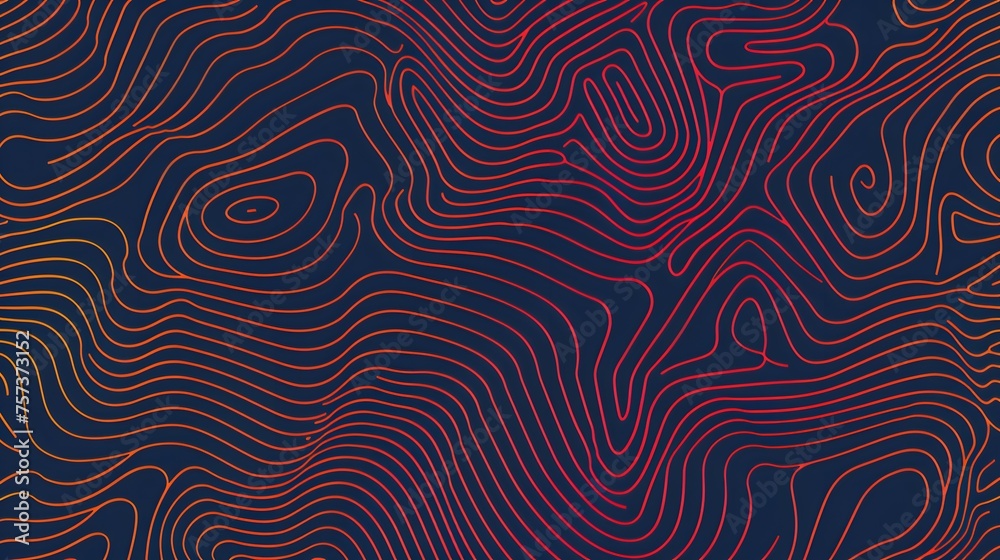 contour topographic wave lines background, abstract red pattern texture on dark background