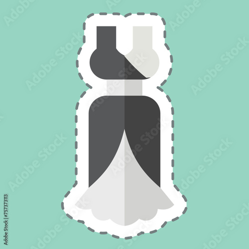 Sticker line cut Beautiful Dress. related to France symbol. simple design editable. simple illustration