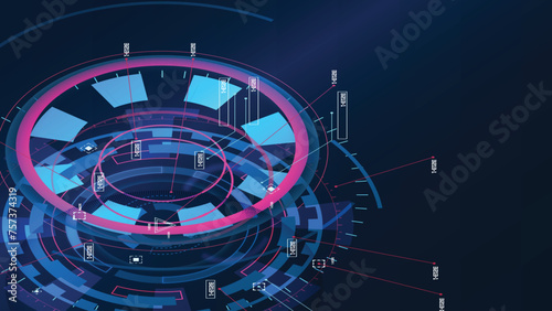 Vector editable, Sci-fi Futuristic UI FUI abstract circular element design, GUI design, Circular Machine elements