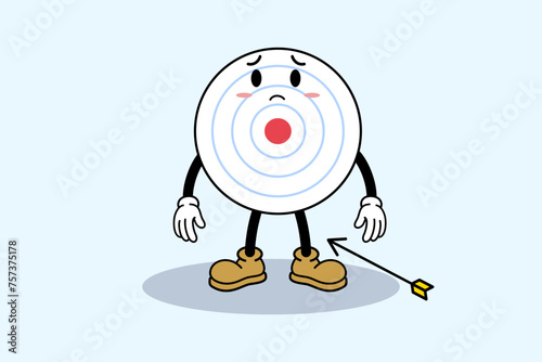 dartboard character with miss target and sad scene for finance marketing business company