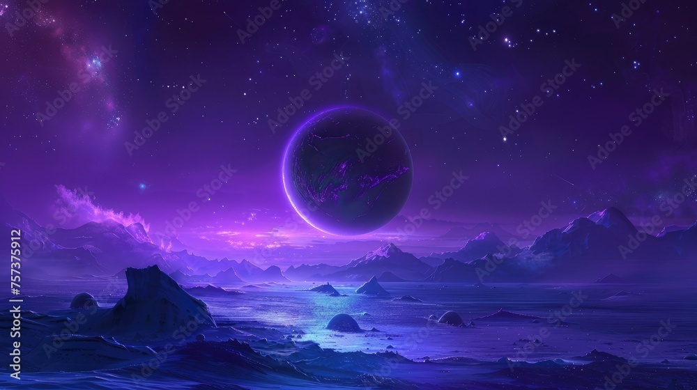 Purple and Blue Galactic Landscape