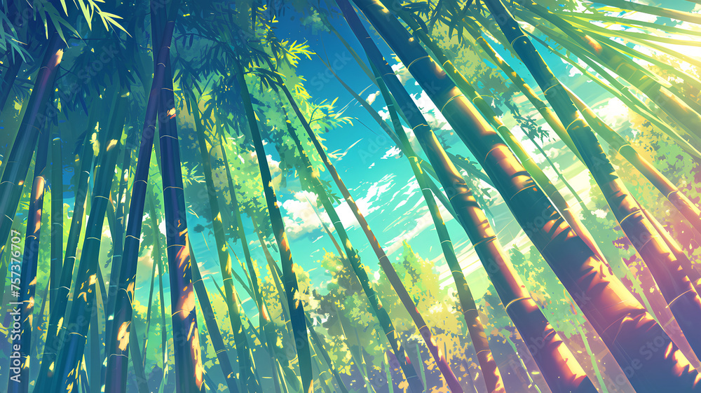 Obraz premium many bamboo trees with few leaves. beautiful colored background