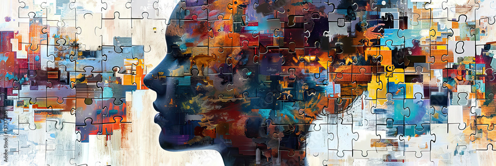 Naklejka premium Neurodiverse Narratives: Embracing the Rich Tapestry of Autism Journeys. A mosaic of personal stories weaving together to celebrate the beauty of neurodiversity