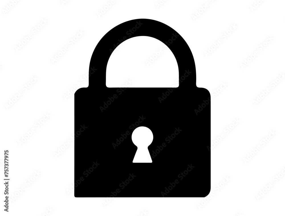 Lock silhouette vector art white background Lock silhouette vector art white background
