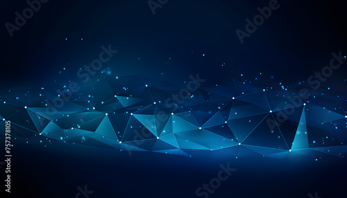 Abstract technology background with glowing lines and dots in blue color photo