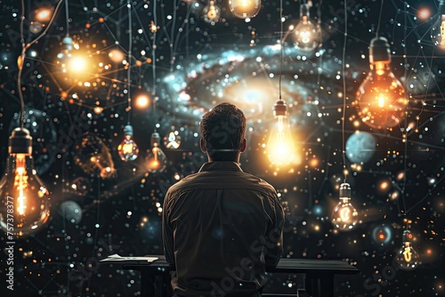 A business innovation lab where ideas are visualized as galaxies being formed