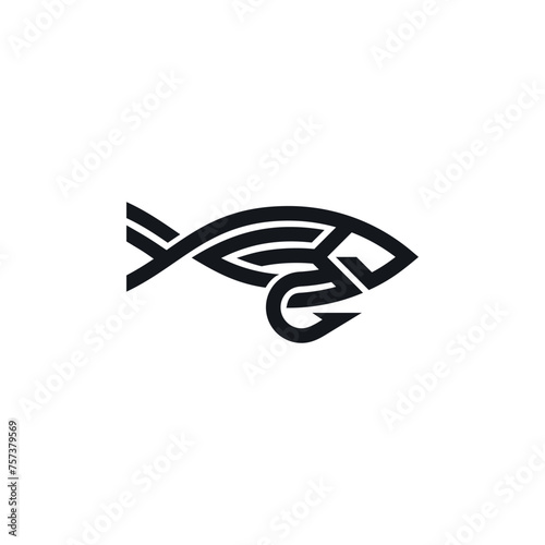 Fish monoline logo design, vector and illustration photo