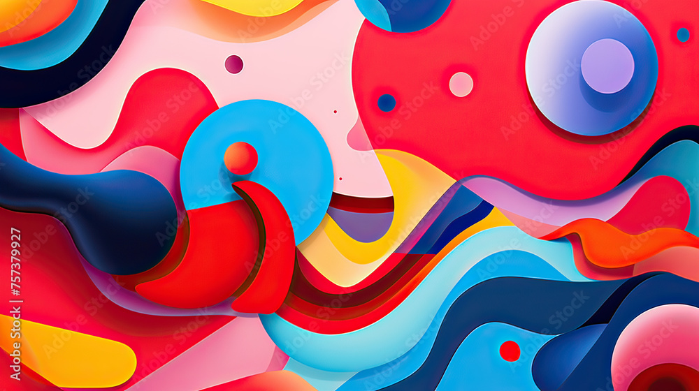 Bold Abstract Forms with Playful Color Pops Background Ai Generative