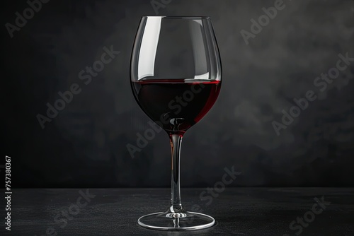 A single elegant wine glass filled with red wine
