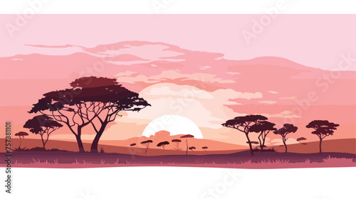 Abstract savanna landscape illustration vector natur