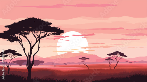 Abstract savanna landscape illustration vector natur