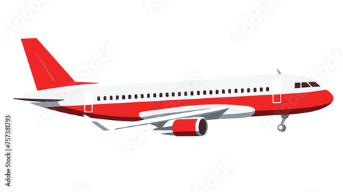 Airplanes vector icon. Style is flat red symbol roun