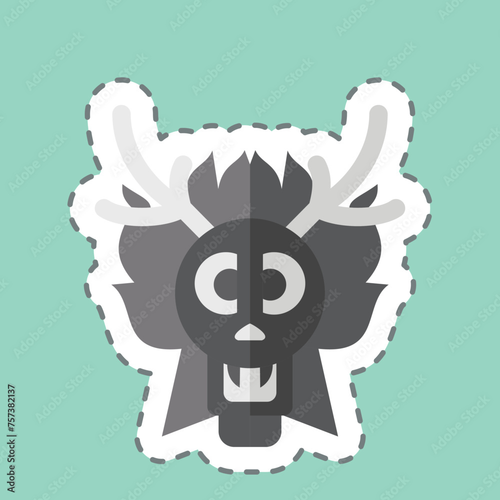 Sticker line cut Dragon. related to Chinese New Year symbol. simple design editable. simple illustration Sticker line cut Dragon. related to Chinese New Year symbol. simple design editable. simple illustration