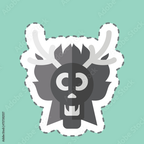 Sticker line cut Dragon. related to Chinese New Year symbol. simple design editable. simple illustration