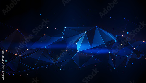 Abstract technology background with glowing lines and dots in blue color © Raffaza