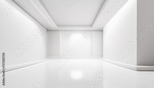 White studio room template on empty background with modern concept. Product display backdrops for design. 3D rendering 