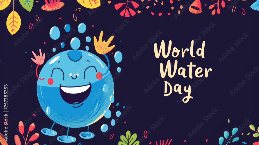 Animated Globe Character Celebrating World Water Day Animated Globe Character Celebrating World Water Day