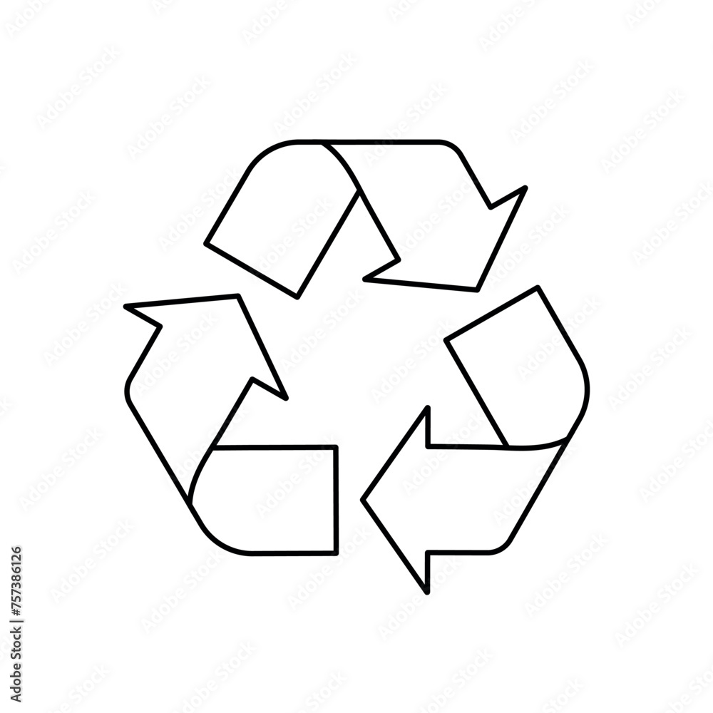 recyclable symbol, black line, editable stroke, recycle and zero waste concept, vector illustration recyclable symbol, black line, editable stroke, recycle and zero waste concept, vector illustration