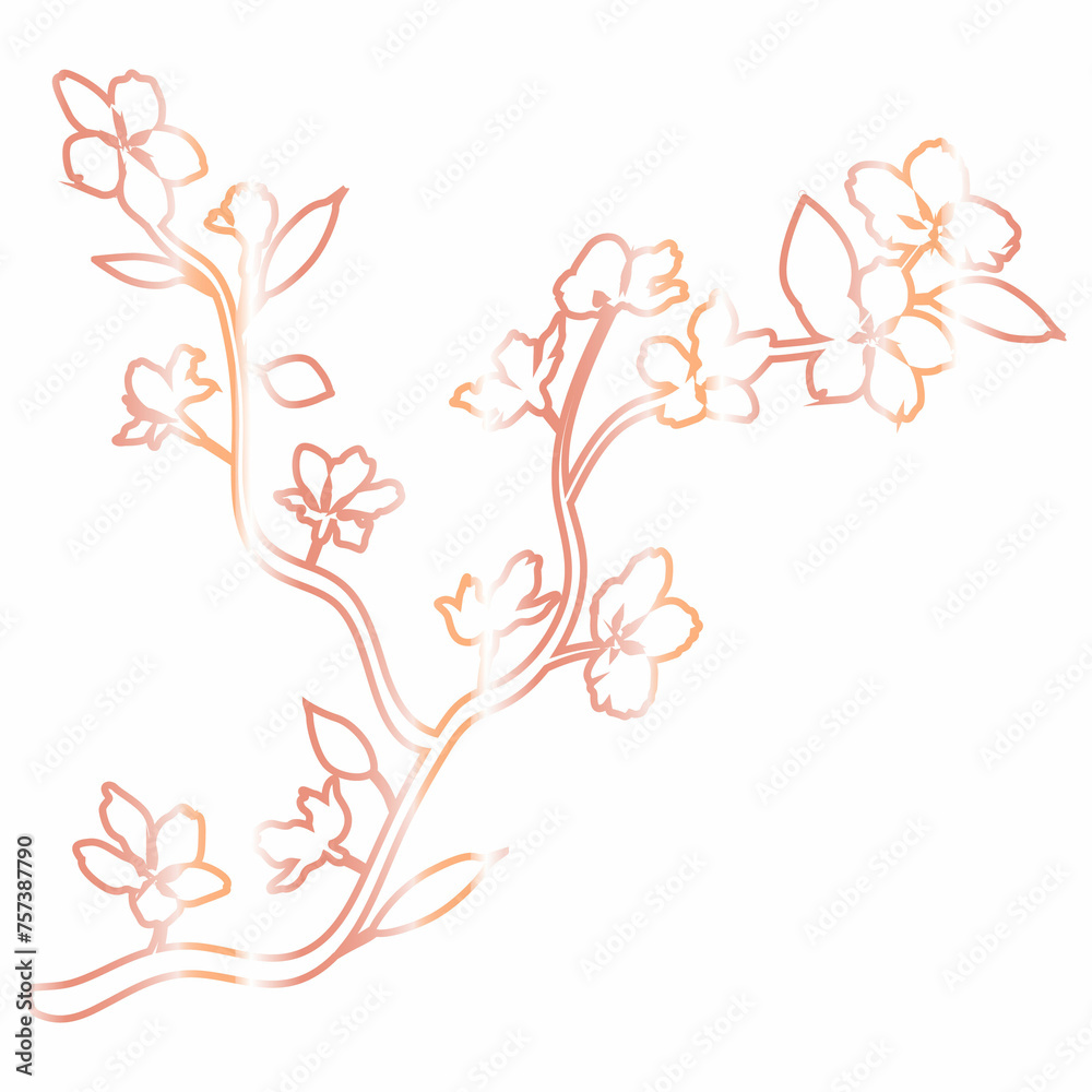 Sakura branch with flowers decoration. Sakura branch with flowers decoration.