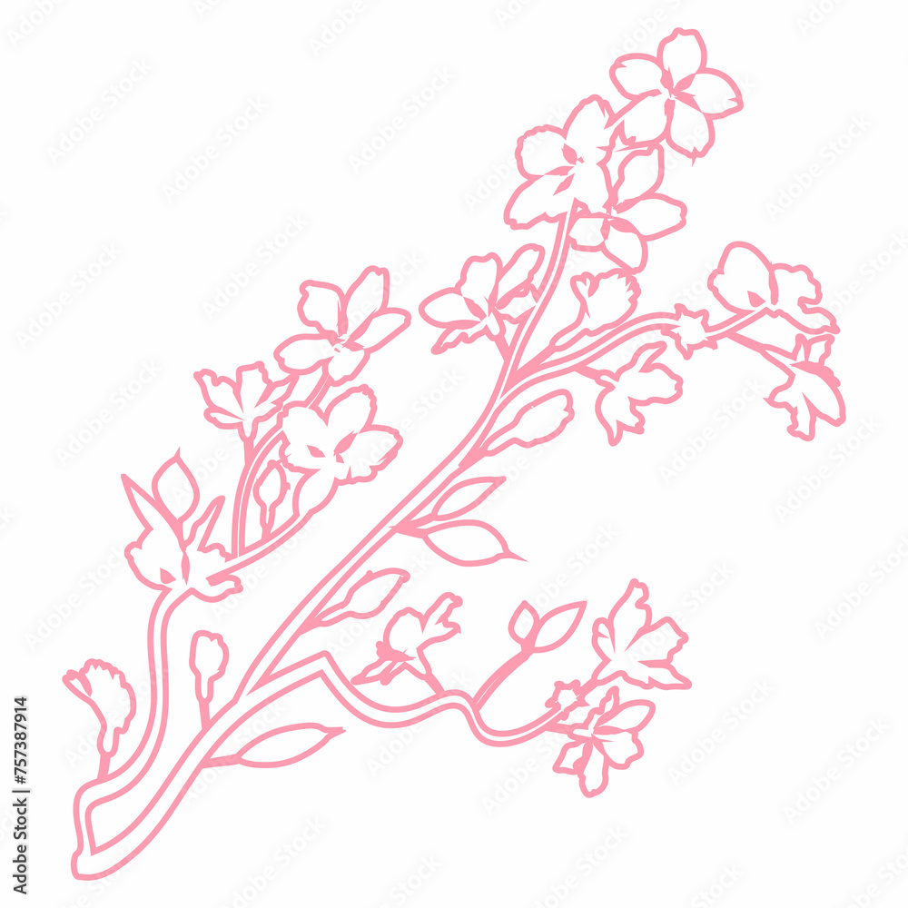 Sakura branch with flowers decoration.