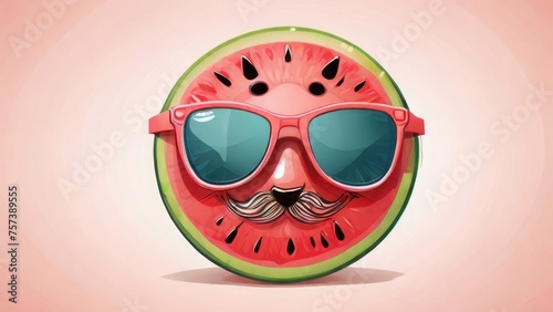 cute watermelon with rayban sunglasses photo