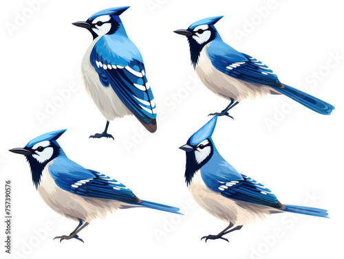 Blue Jay collection set isolated on transparent background, transparency image, removed background