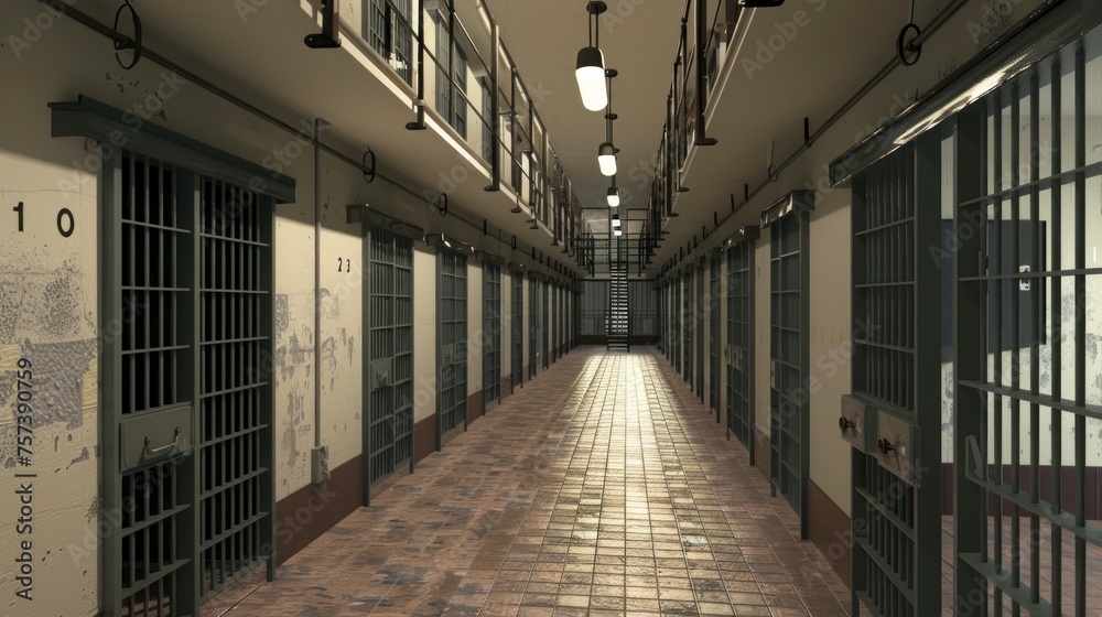 innovative prison with closed cells and lighting