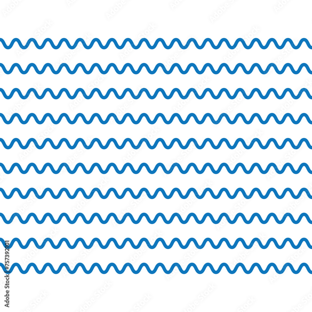 Set of wavy, zigzag, horizontal lines. Waves outline icon. Wave thin line symbol, eps10