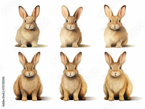 rabbit collection set isolated on transparent background, transparency image, removed background