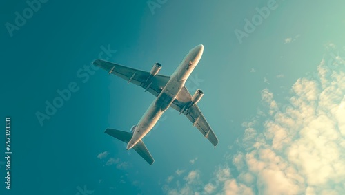 Low angle view of an airplane in the sky