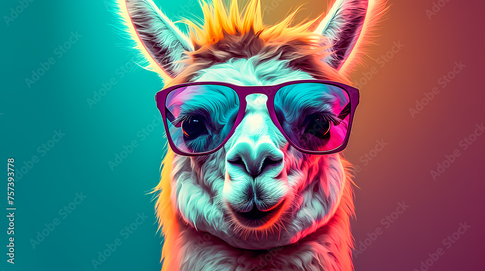 Fototapeta premium Close up portrait of camel against vibrant background