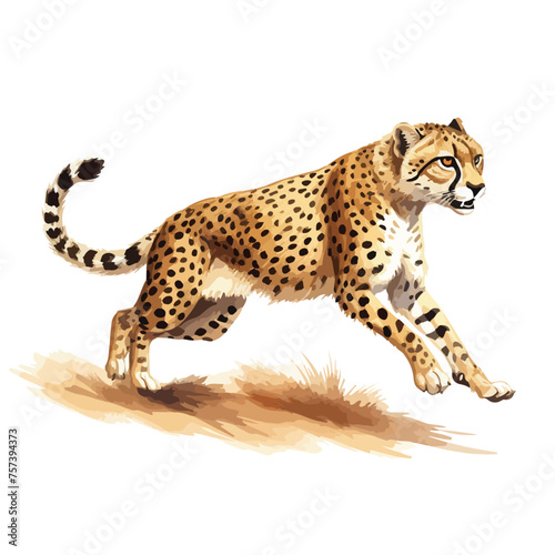 A sleek cheetah sprinting across the savannah at full