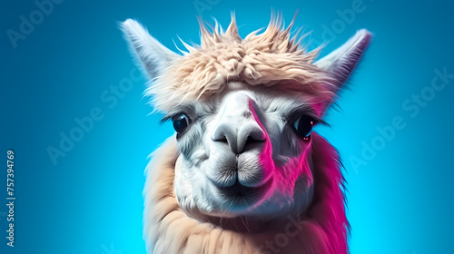 Close up portrait of camel against vibrant background © xuan