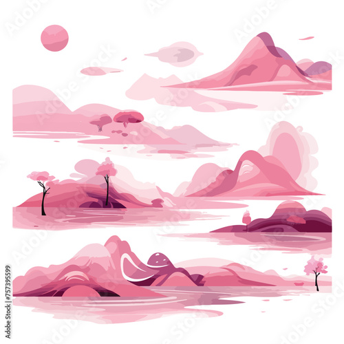 Abstract Pink Landscapes Clipart 