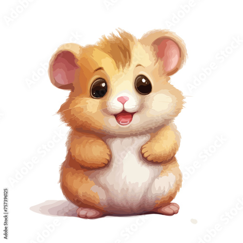 Adorable Cute Hamster Clipart isolated on white background 